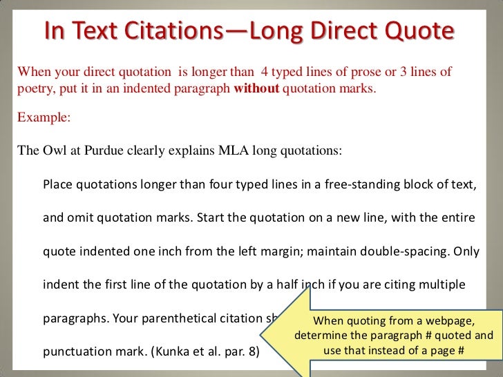 how to put a long quote in an essay mla